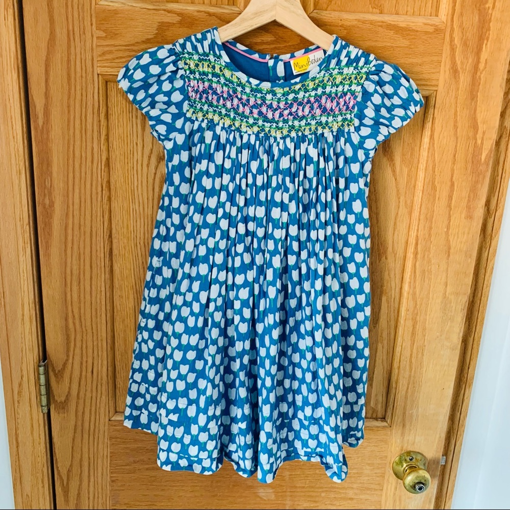 Mini Boden Embroidered Smocked Dress